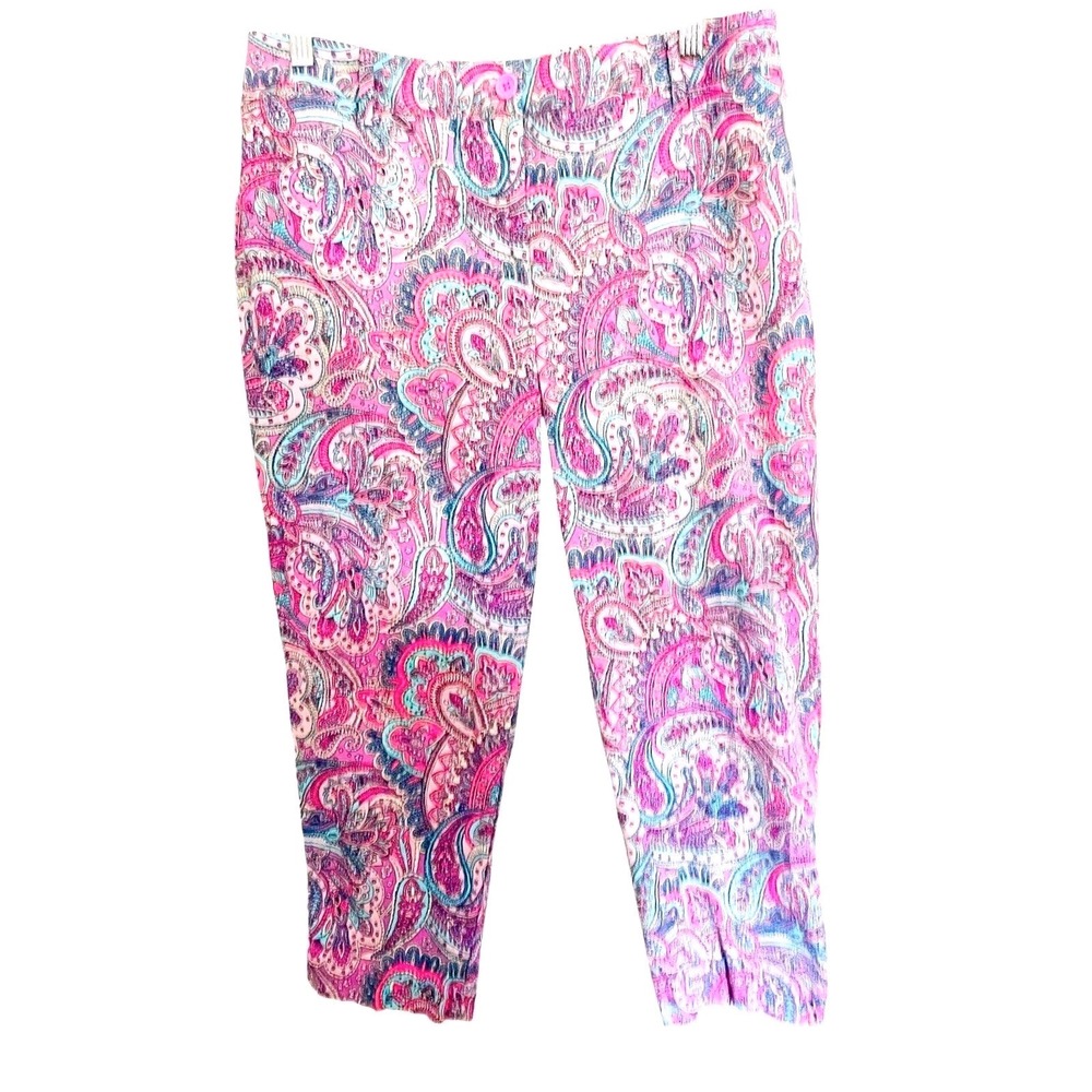 Talbots Petite Perfect Crop Pants Colorful Paisley Print Casual Grandmacore 10P